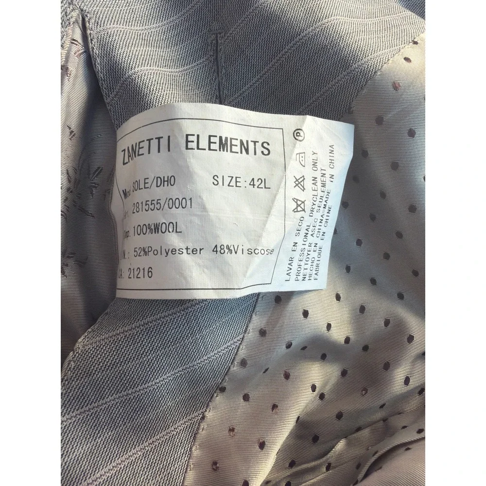 Zanetti Elements Mens Grey Pinstripe 100% Wool Blazer Jacket Size‎ 42L SOLE/DHO